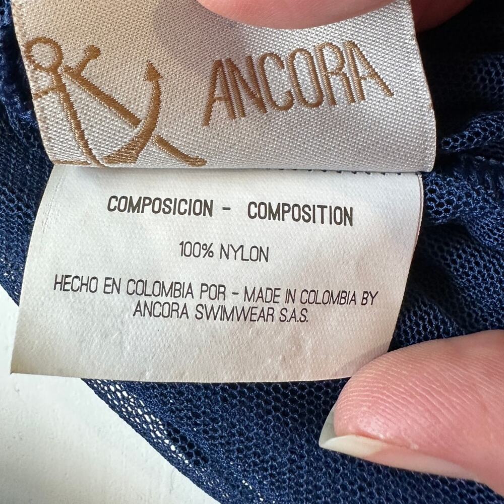 Ancora Navy Blue Polka Dot Sheer Scarf Wrap - Picture 13 of 15